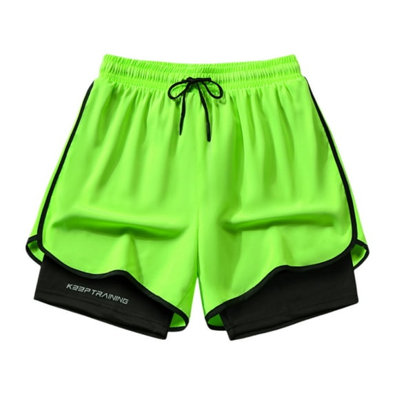 BOOMNY Mens Shorts Solid Color Elastic Waist Drawstring Double Lined Shorts For Man Soft Loose Fit Summer Workout Shorts Comfy Mens Dailywear