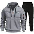thumbnail image 1 of BOOMNY Mens Track Suits Solid Color Hoodies Sweatpants 2Pcs Gym Sweat Suits Running Jogging Fall Winter Athletic Tracksuit Outfits, 1 of 3
