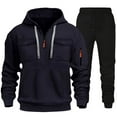 thumbnail image 1 of BOOMNY Mens Track Suits Solid Color Hoodies Sweatpants 2Pcs Gym Sweat Suits Running Jogging Fall Winter Athletic Tracksuit Outfits, 1 of 3