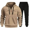 thumbnail image 1 of BOOMNY Mens Track Suits Solid Color Hoodies Sweatpants 2Pcs Gym Sweat Suits Running Jogging Fall Winter Athletic Tracksuit Outfits, 1 of 3