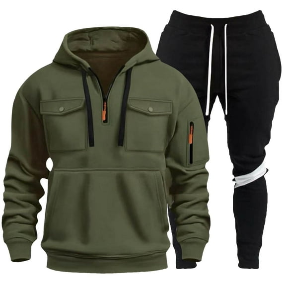 BOOMNY Mens Track Suits Solid Color Hoodies Sweatpants 2Pcs Gym Sweat Suits Running Jogging Fall Winter Athletic Tracksuit Outfits