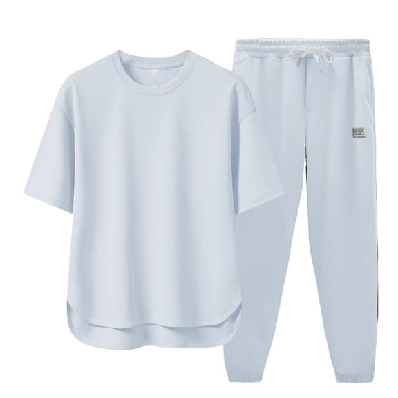 BOOMNY Mens Track Suits Solid Color Tops Sweatpants 2Pcs Gym Sweat Suits Soft Lightweight Athletic Tracksuit Outfits