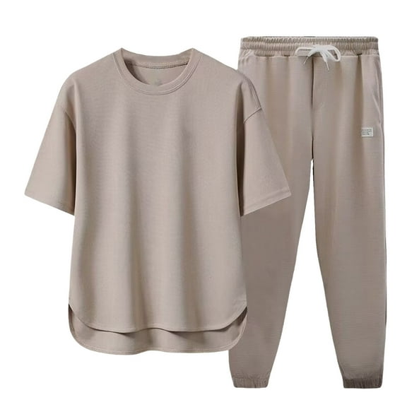 BOOMNY Mens Track Suits Solid Color Tops Sweatpants 2Pcs Gym Sweat Suits Soft Lightweight Athletic Tracksuit Outfits