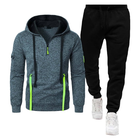 BOOMNY Mens Tracksuits Solid Color Hoodies Sweatpants 2Pcs Gym Sweat Suits Running Jogging Fall Winter Athletic Tracksuit Outfits