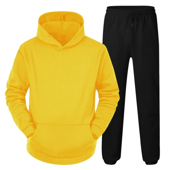 BOOMNY Mens Tracksuits Solid Color Hoodies Sweatpants 2Pcs Gym Sweat Suits Running Jogging Fall Winter Athletic Tracksuit Outfits