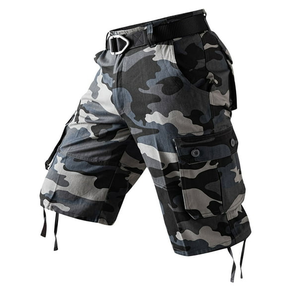 BOOMNY Shorts For Men Casual Camo Printed Elastic Waist Drawstring Capri Pants For Man Soft Loose Fit Summer Shorts Comfy Mens Dailywear