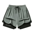 thumbnail image 1 of BOOMNY Shorts For Men Solid Color Elastic Waist Drawstring Double Lined Shorts For Man Soft Loose Fit Summer Workout Shorts Comfy Mens Dailywear, 1 of 3
