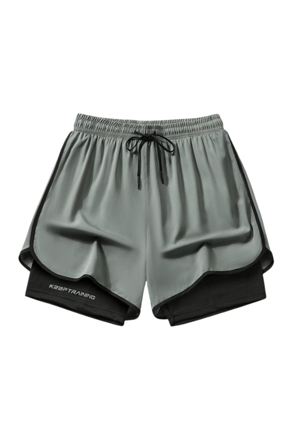 Shorts For Men Solid Color Elastic Waist Drawstring Double Lined Shorts For Man Soft Loose Fit Summer Workout Shorts Comfy Mens Dailywear