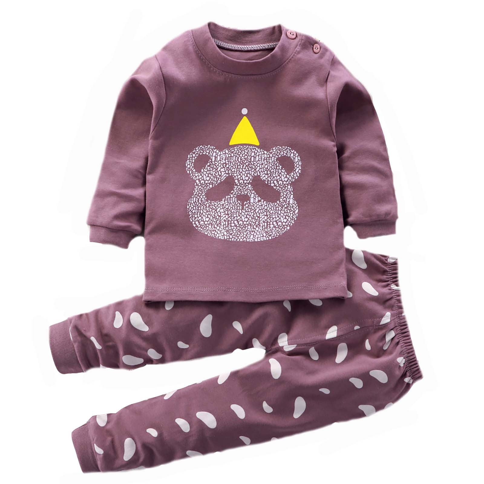 DYWPYCLQ Kids’ Pajama Set – Long Sleeve T-Shirt & Pants, Cartoon Print, For Boys & Girls Ages 5-12