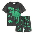 thumbnail image 1 of BOOMNY Toddler Baby Boys Clothes Sets Short Sleeve Cartoon Dinosaur Printed T-Shirts Stretchy Shorts 2Pcs Sports Outfit Sets Soft Loose Fit Summer Homewear Clothes Sets Suitable For Dailywear, 1 of 8