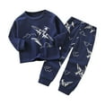 thumbnail image 1 of BOOMNY Toddler Baby Boys Outfit Set Long Sleeve Cartoon Dinosaur Prints Pajama Tops Pants 2 Peice Sleepwear Set For Boys Cozy Loungewear, 1 of 3