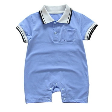 BOOMNY Toddler Baby Boys Rompers Short Sleeve Casual Solid Color Romper Jumpsuit Soft Loose Fit Overalls For 0-3 Months