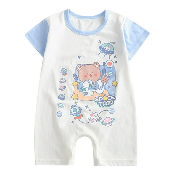 BOOMNY Toddler Baby Boys Rompers Short Sleeve Cute Cartoon Animal Printed Romper Jumpsuit Soft Loose Fit Overalls For 0-3 Months