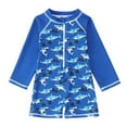 thumbnail image 1 of BOOMNY Toddler Baby Boys Swimsuits Long Sleeve Cartoon Shark Prints One Peice Rash Guard Swimsuit Soft Quickly Dry Bathing Suit Sets Suitable For Seaside, 1 of 6