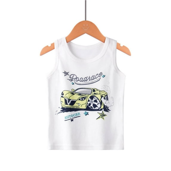 BOOMNY Toddler Baby Boys Tank Tops Sleeveless T Shirts for Boys Cartoon Excavator Graphic Breathable Loose Fit Cozy Childrens Athletic Tees