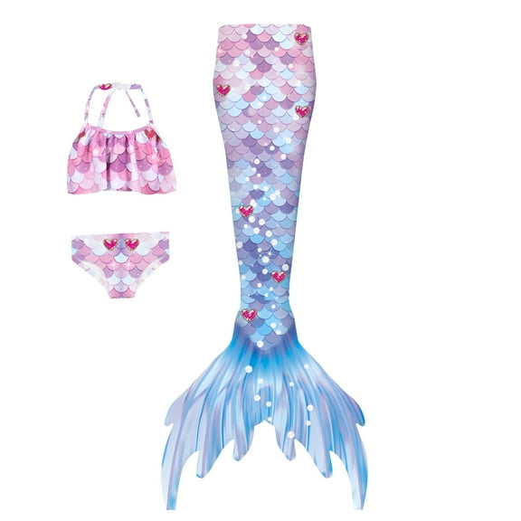 BOOMNY Toddler Baby Girls 3 Peice Swimsuits Sleeveless Bathing Suit for Kids Fashion Graphic Lightweight Summer Sun Protection Swimwear