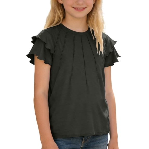 BOOMNY Toddler Baby Girls Base Tshirts Short Sleeve T Shirts for Girls Casual Solid Color Breathable Loose Fit Cozy Childrens Dailywear