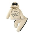 thumbnail image 1 of BOOMNY Toddler Baby Girls Clothes Sets Long Sleeve Daddy'S Girl Letter Prints Pullover Hoodies Sweatpants 2Pcs Outfits Sets Cozy Fall Winter Clothing Set, 1 of 9