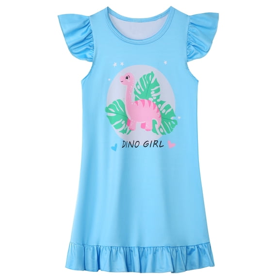 BOOMNY Toddler Baby Girls Loungewear Dress Short Sleeve Summer Sleepwear Dresses for Girl Cartoon Graphic Lightweight Loose Fit Casual Homewear Sundress