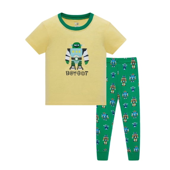 BOOMNY Toddler Boys 2 Peice Pajamas Sets Cartoon Graphic Short Sleeve Sleepwear Tops Pants Pjs Set for Kids Cozy Loungewear Homewear