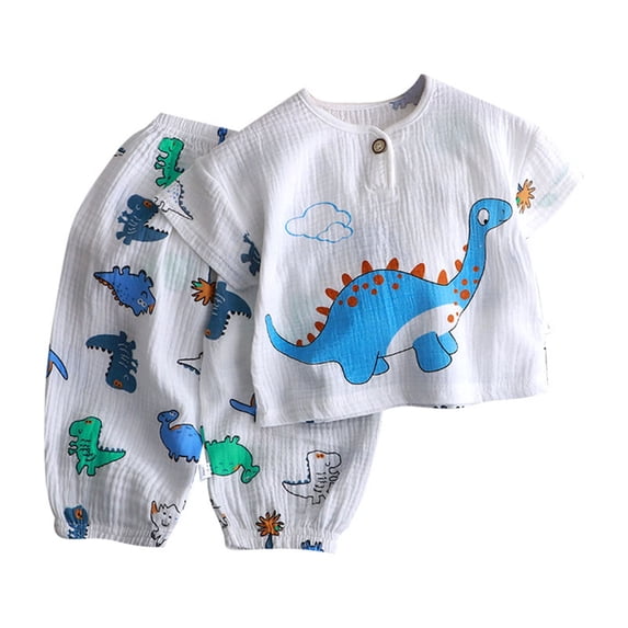 BOOMNY Toddler Boys 2 Peice Pajamas Sets Cartoon Graphic Short Sleeve Sleepwear Tops Pants Pjs Set for Kids Cozy Loungewear Homewear