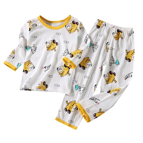 BOOMNY Toddler Boys 2 Peice Pajamas Sets Cartoon Long Sleeve Sleepwear Tops Pants Pjs Set for Kids Cozy Loungewear Homewear
