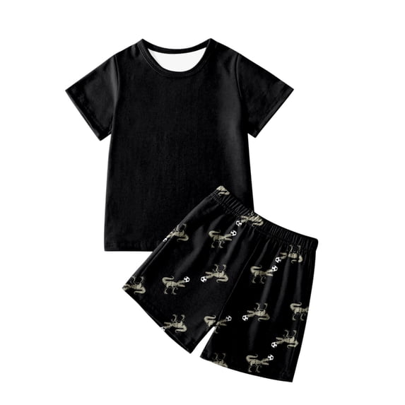 BOOMNY Toddler Boys 2 Peice Pajamas Sets Dinosaur Graphic Short Sleeve Sleepwear Tops Shorts Pjs Set for Kids Cozy Loungewear Homewear