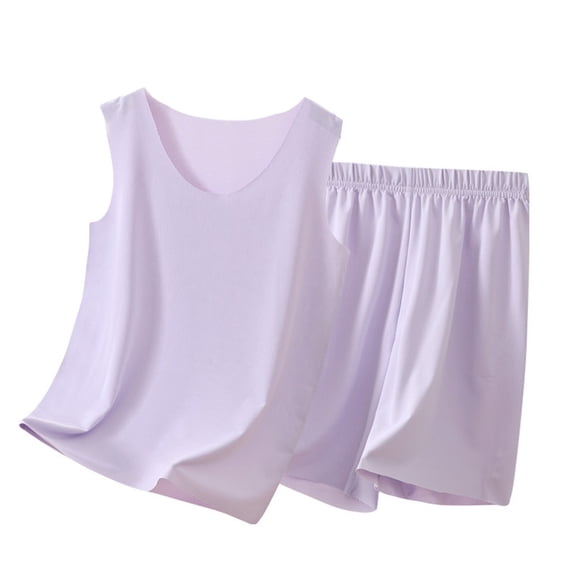 BOOMNY Toddler Boys 2 Peice Pajamas Sets Solid Sleeveless Sleepwear Tops Shorts Pjs Set for Kids Cozy Summer Loungewear Homewear
