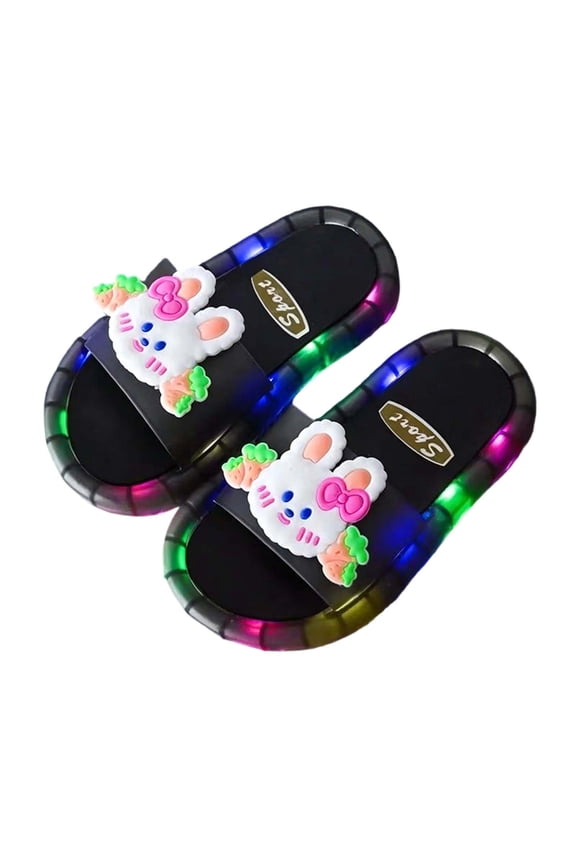Toddler Boys Girls Slippers Light Up Cartoon Anti Slip Open Toe Summer Slippers Slip On For Indoor Homewear