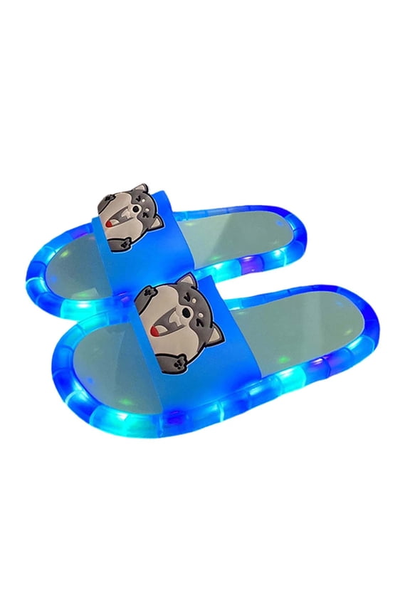 Toddler Boys Girls Slippers Light Up Cartoon Anti Slip Open Toe Summer Slippers Slip On For Indoor Homewear