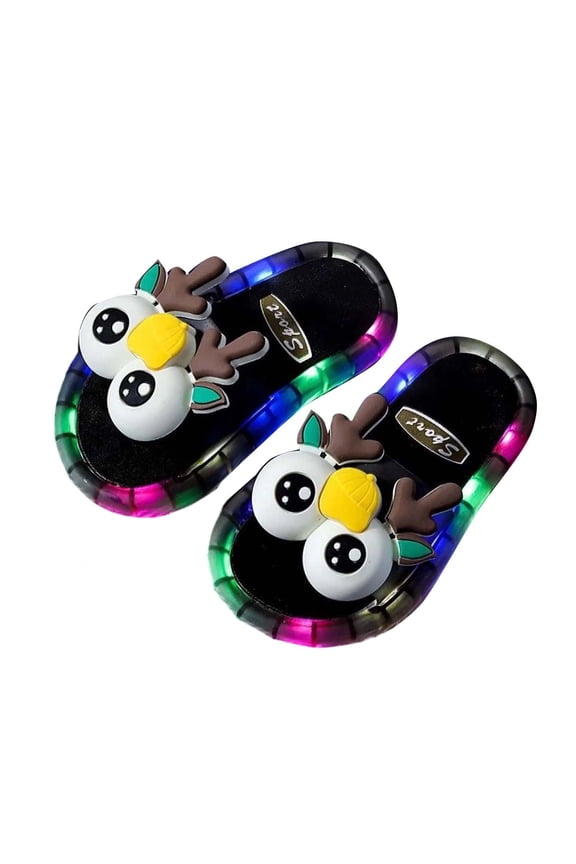 Toddler Boys Girls Slippers Light Up Cartoon Anti Slip Open Toe Summer Slippers Slip On For Indoor Homewear