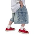 thumbnail image 1 of BOOMNY Toddler Boys Jeans Casual Embroidery Wide Leg Jeans Mid Calf Length Lightweight Loose Denim Pants With Pocket 4-5 Years, 1 of 6