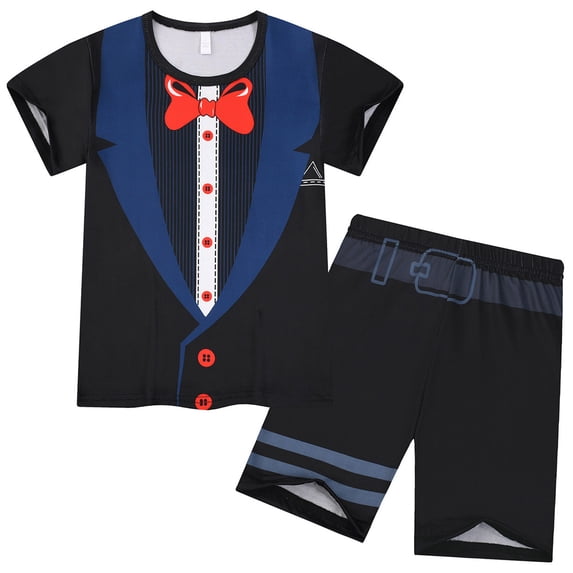 BOOMNY Toddler Boys Loungewear Outfits Cartoon Graphic Short Sleeve Tshirts Shorts 2 Peice Sleepwear Set Cozy Lightweight Homewear