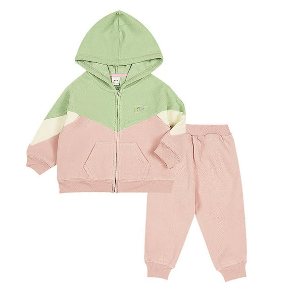 BOOMNY Toddler Boys Outfit Set Long Sleeve Patchwork Color Fleeced Hoodies Pants 2 Peice Fall Clothes Set Cozy Dailywear