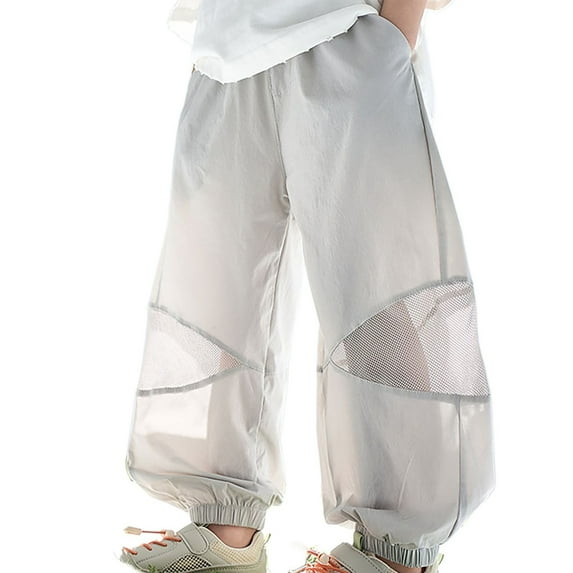 BOOMNY Toddler Boys Pants Wide Leg Jogger Pants for Boys Patchwork Color Elastic Waist Drawstring Breathable Athletic Trousers for Children