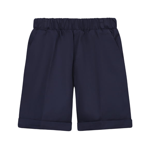 BOOMNY Toddler Boys School Uniform Shorts Elastic Waist Solid Color Wide Leg Baggy Business Wedding Shorts With Pockets, Sizes 7-8 Years