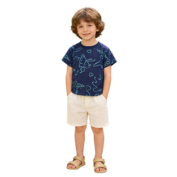 BOOMNY Toddler Boys Short Sleeve T Shirts Cartoon Graphic T-Shirts Loose Tee Tops, Sizes 18-24 Months