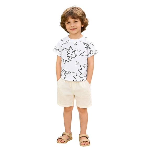 BOOMNY Toddler Boys Short Sleeve T Shirts Cartoon Graphic T-Shirts Loose Tee Tops, Sizes 4-5 Years
