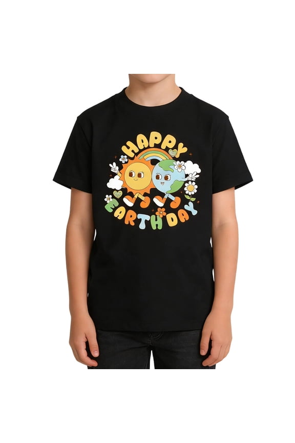 Toddler Boys Short Sleeve T Shirts Happy Earth Day Graphic T-Shirts Loose Tee Tops, Sizes 3-4 Years