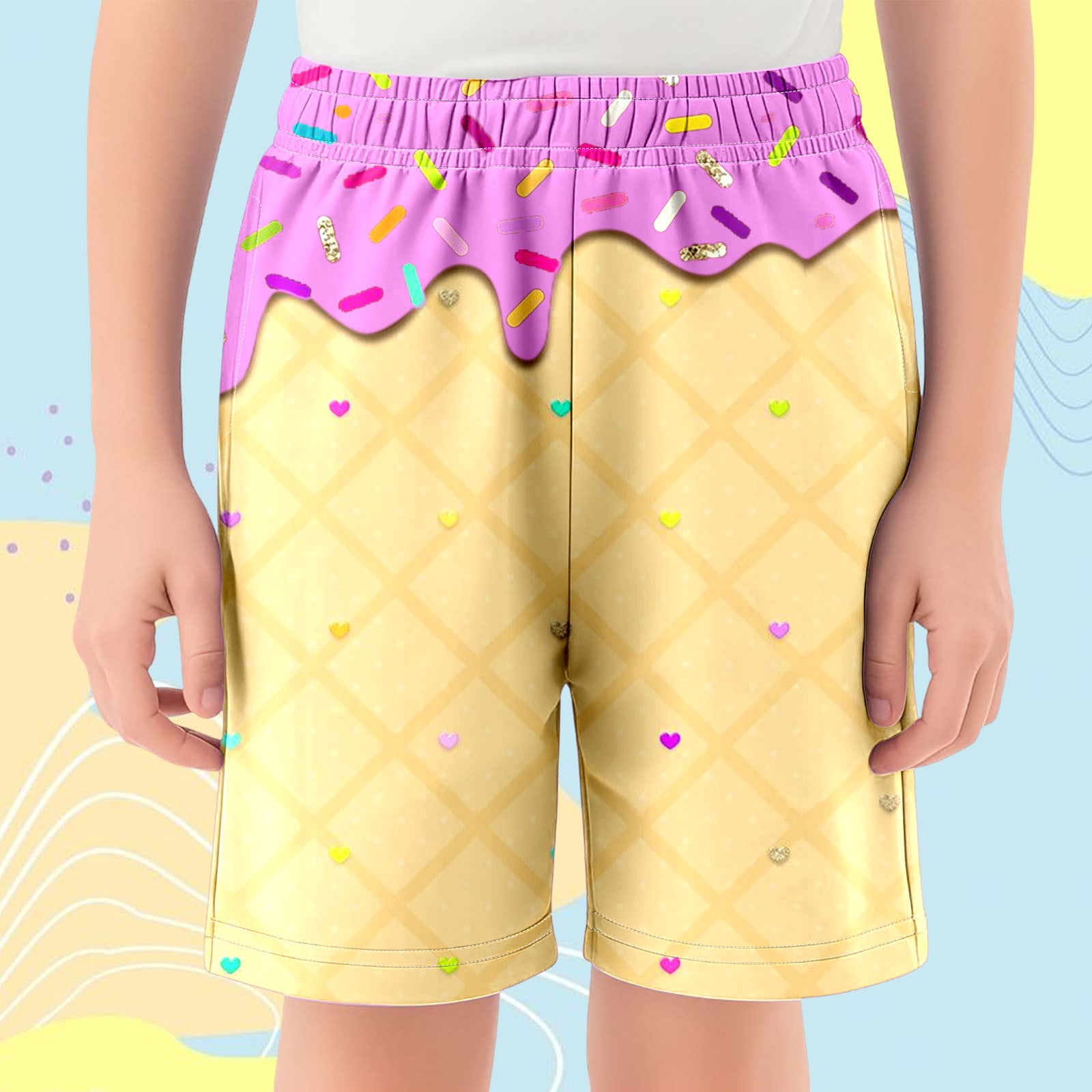 BOOMNY Toddler Boys Shorts Elastic Waist Shorts for Kids Ice Cream ...