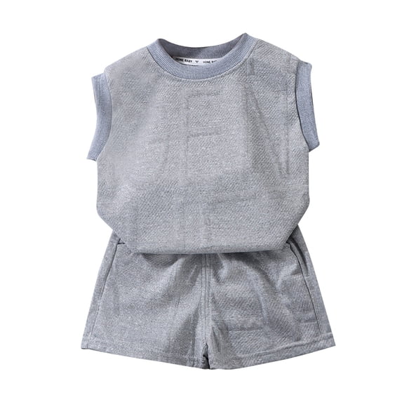 BOOMNY Toddler Boys Summmer Outfits Solid Color Sleeveless Tank Tops Shorts 2 Peice Clothes Set Cozy Lightweight Dailywear