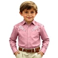 thumbnail image 1 of BOOMNY Toddler Boys Western Cowboy Shirts Long Sleeve Lapel Embroidery Buttons Shirts for Boy Soft Dailywear, 1 of 4