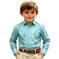 thumbnail image 1 of BOOMNY Toddler Boys Western Cowboy Shirts Long Sleeve Lapel Embroidery Buttons Shirts for Boy Soft Dailywear, 1 of 4