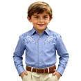 thumbnail image 1 of BOOMNY Toddler Boys Western Cowboy Shirts Long Sleeve Lapel Embroidery Buttons Shirts for Boy Soft Dailywear, 1 of 4