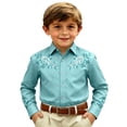 thumbnail image 1 of BOOMNY Toddler Boys Western Cowboy Shirts Long Sleeve Lapel Embroidery Buttons Shirts for Boy Soft Dailywear, 1 of 4
