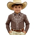 thumbnail image 1 of BOOMNY Toddler Boys Western Cowboy Shirts Long Sleeve Lapel Embroidery Buttons Shirts for Boy Soft Dailywear, 1 of 4
