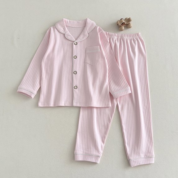 BOOMNY Toddler Girls 2 Peice Pajamas Sets Soft Long Sleeve Buttons Sleepwear Tops Pants Pjs Set for Kids Cozy Loungewear Homewear