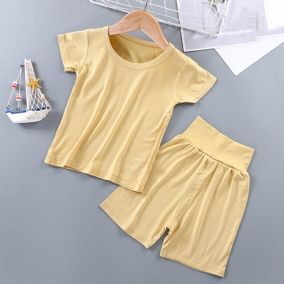 BOOMNY Toddler Girls 2 Peice Pajamas Sets Soft Short Sleeve Sleepwear Tops Shorts Pjs Set for Kids Cozy Loungewear Homewear