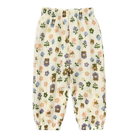 BOOMNY Toddler Girls Baggy Pants Wide Leg Pants for Girl Trendy Casual Graphic Elastic Waist Lightweight Loose Fit Soft Athletic Joggers With Pocket