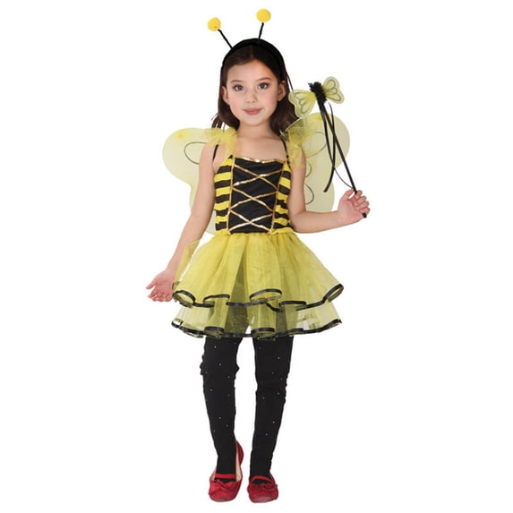 BOOMNY Toddler Girls Bee Dress Up Funny Stage Performance Outfits for Girl Cute Mesh Tulle Dress Wings Hairband Cozy Kids Clothing